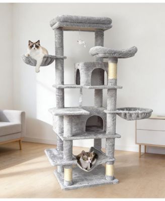 68 in Cat Tree with Hammock Basket Cave Scratching Post Plush Cushion Tower