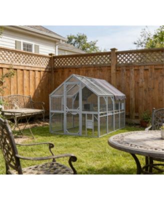 Zeus &  Ruta  Large Outdoor Cat House 110" Playpen with Platforms and Upgrade Waterproof Cover for Kittens