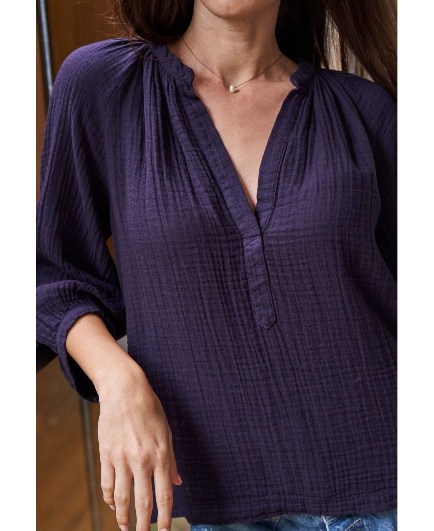 Women's Ocean+Main Fuchsia Gauze Top