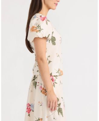 Women's Poplin Top with Balloon Sleeve