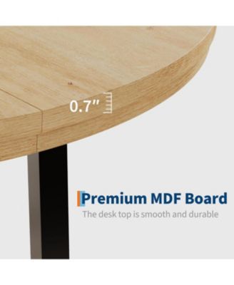 Industrial Farmhouse Round Dining Table for 4-6 - 47 Inch Natural Wood Color - Sturdy Metal Frame - Space-Saving Design - Perfect for Family