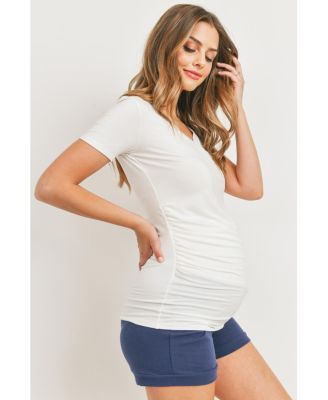 Maternity Fitted V-Neck Side Ruched Top