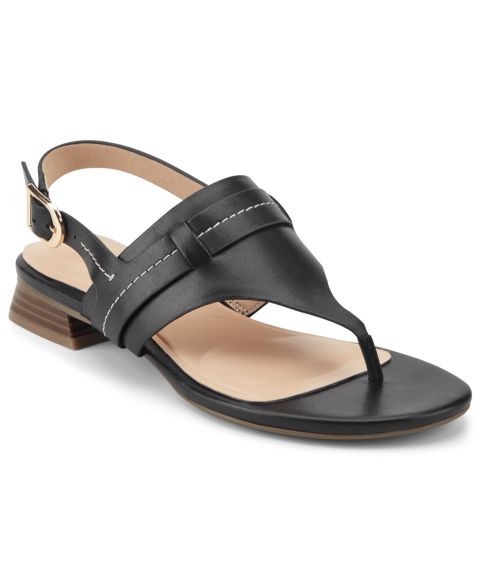 Женские сандалии Rockport Ofera Leather Thong Slingback, цвет: Чёрный кожаный