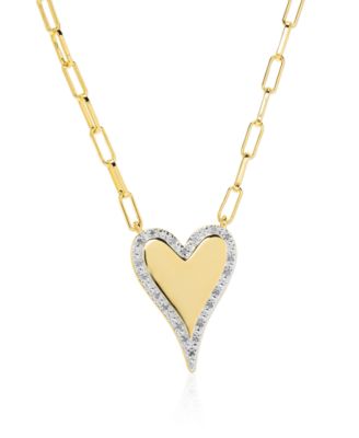 Diamond Accent (0.005  ct. t. w.) Elongated Heart Pendant Paperclip Chain Necklace