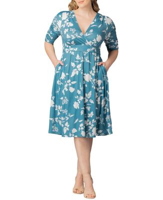 Plus Size Gabriella Ruched Sleeve Midi Dress with Pockets
