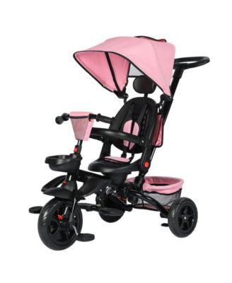 7-in-1 Folding Kids Tricycle Stroller with Adjustable Push Handle, Parent Push Toddler Trike