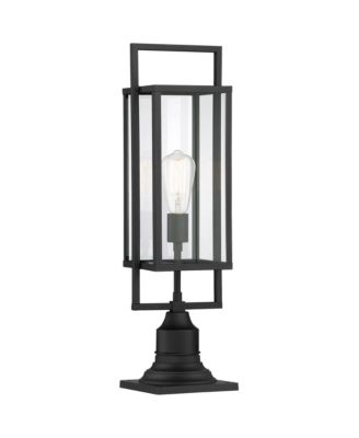 Jericho 22" High Modern Outdoor Post Light Fixture Pole Porch with Pier Mount Adapter Black Metal Glass Shade