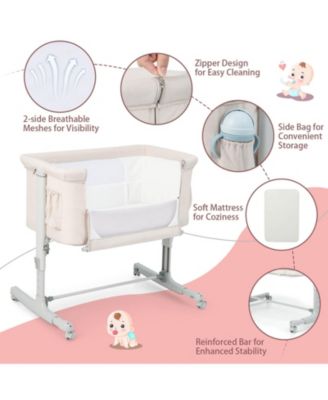 Portable Baby Bedside Bassinet with Adjustable Heights and Bag