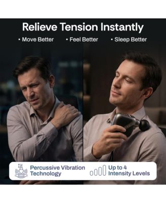 Pulse Go Portable Massage Gun with Adjustable Intensity and Interchangeable Heads for Targeted Muscle Relief