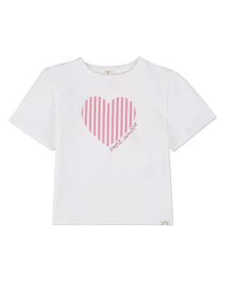 Little Girls "Petit Amour" Heart-Themed Cotton-Rich Short-Sleeve T-Shirt