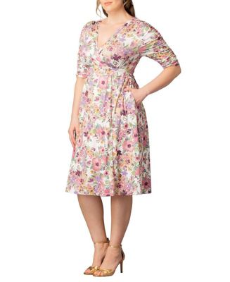 Plus Size Gabriella Ruched Sleeve Midi Dress with Pockets