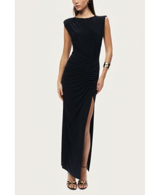 Women's Ruched Side-Slit Maxi Dress