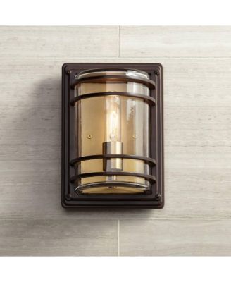 Modern Outdoor Wall Light Fixtures Set of 2 11" Clear Glass Shade for Exterior Barn Deck House Porch Patio Outside Front Door