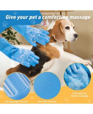 Pet Bath Grooming Kit with Shampoo Brush Washing Gloves Comb Quick Dry Towel for Dogs Cats