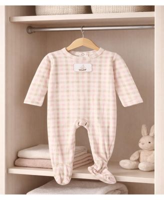 Baby Girls Rayon/Cotton Plaid Pointelle Footie