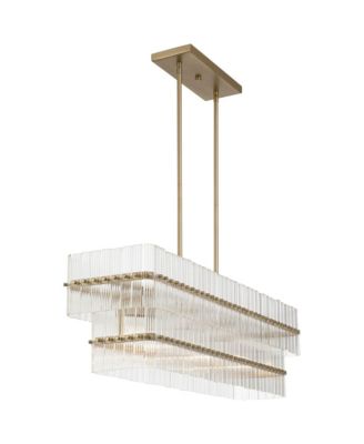 Possini Euro Emerson 36"W Matte Brass 4-Light Linear Island Pendant