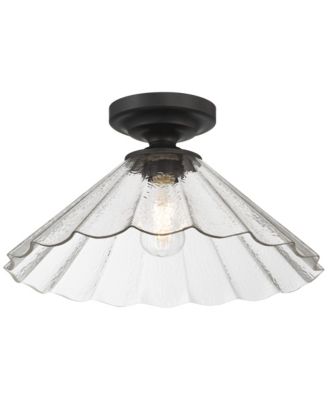 Possini Euro Vandross 16" Wide Matte Black Cast Glass Ceiling Light