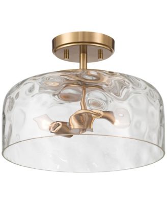 Possini Euro Luther 13"W Warm Brass Water Glass 2-Light Ceiling Light