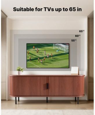 TV Stand, Boho Entertainment Center for TV, 350 lbs Load, TV Media Console Table with Adjustable Storage Shelves and Rolling Door