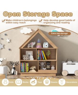 3-Tier House-Shaped Toy Storage Organizer with Open Shelves