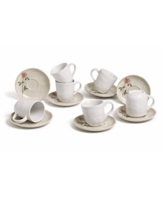 Campestre Stoneware Coffee Cup and Saucer Set, Service for 6