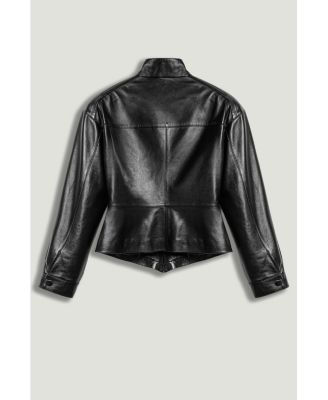 Women's Zip-Front Fitted Leather Jacket