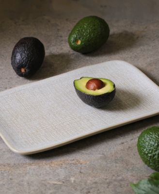 10.63" Stoneware Medium Rectangular Juta Platters, Set of 4