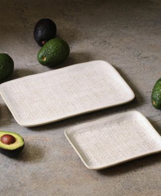 7" Stoneware Rectangular Juta Platters, Set of 4