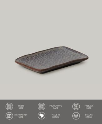 7" Stoneware Rectangular Juta Platters, Set of 4