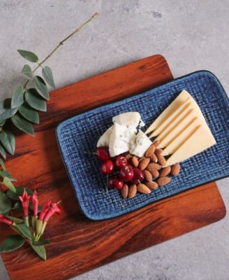 10.63" Stoneware Medium Rectangular Juta Platters, Set of 4