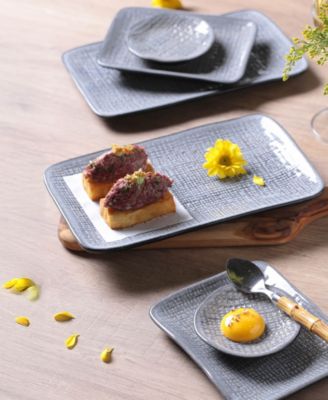 7" Stoneware Rectangular Juta Platters, Set of 4