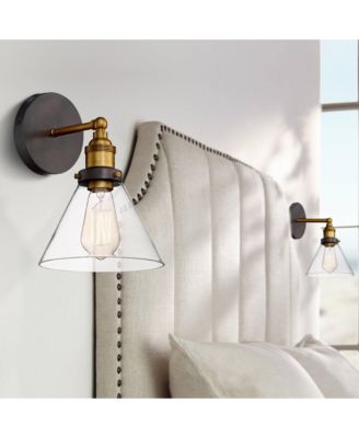 Burke Industrial Modern Wall Light Sconces Set of 2  Hardwire LED Clear Glass for Bedroom Bathroom Home