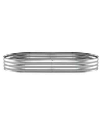 Oval Galvanized Raised Garden Bed, 8 x 4 x 1 ft Alu-Zinc Planter Box Kit with Bottomless Design