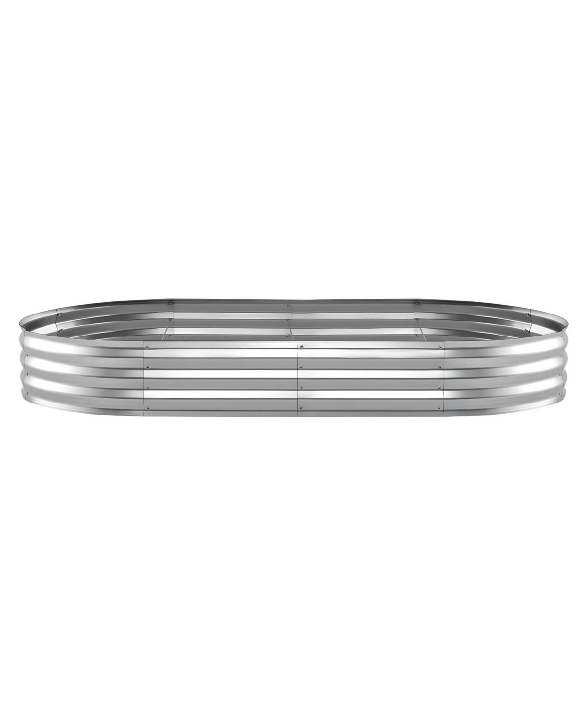 Gouun Oval Galvanized Raised Garden Bed, 8 x 4 x 1 ft Alu-Zinc Planter Box Kit with Bottomless Design - Silver