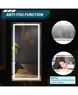 Double LED Backlit Bathroom Mirror - Modern Vanity Wall Mirror with Dimmable Lighting, Anti-Fog, Shatter-Proof Glass, Memory Function