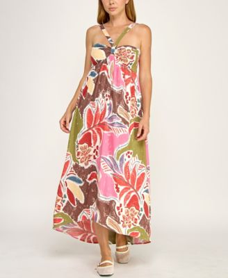 Juniors' Twist Front Halter Dress