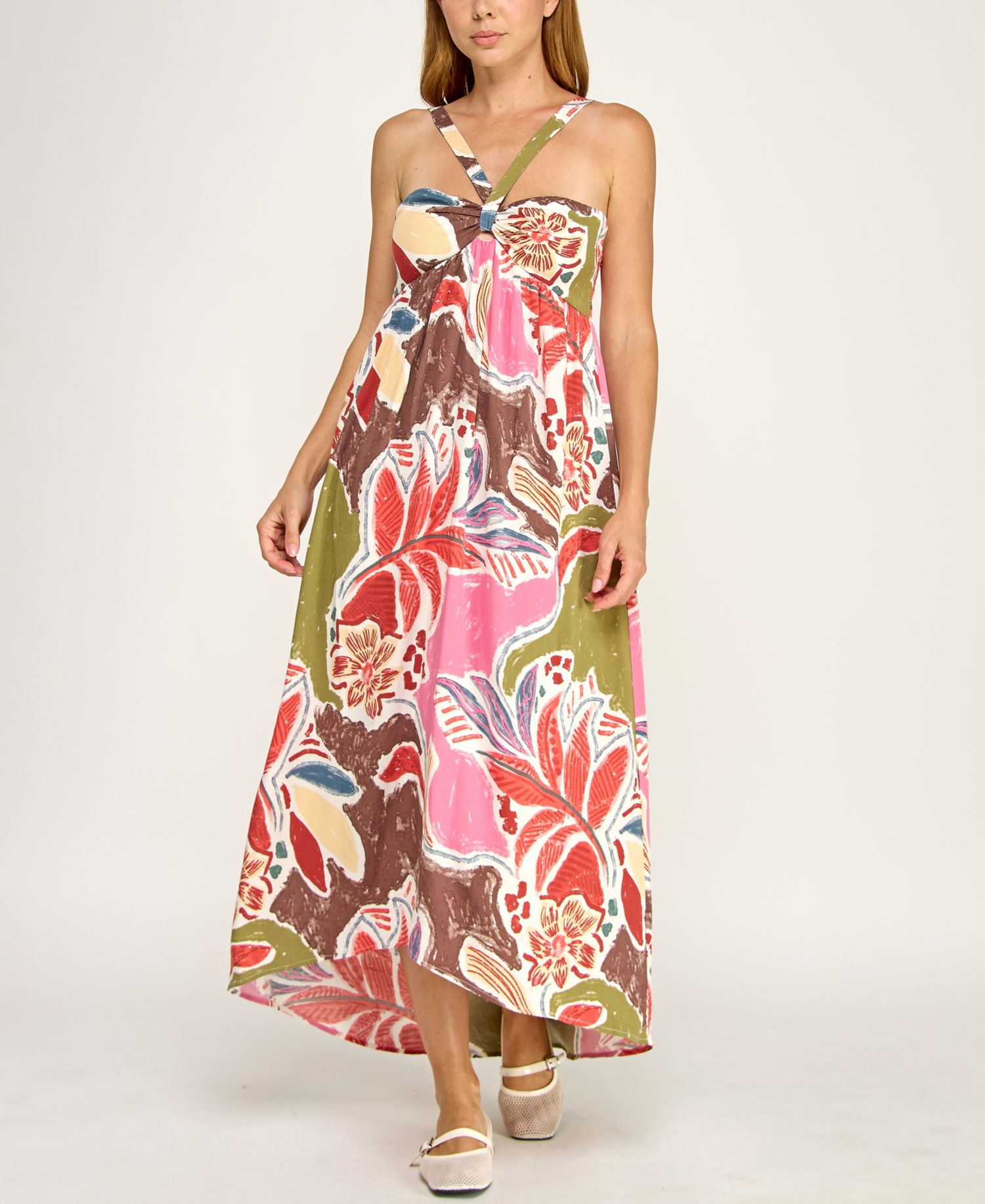 Juniors' Twist Front Halter Dress