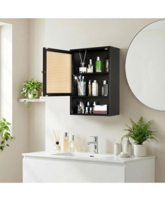 Space-Saving Bamboo Bathroom Wall Cabinet – Adjustable Shelf – Over Toilet Storage Organizer