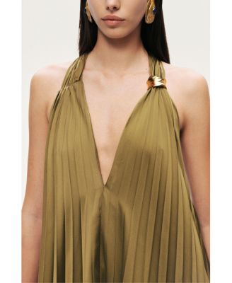 Women's Pleated Halter Maxi Dress