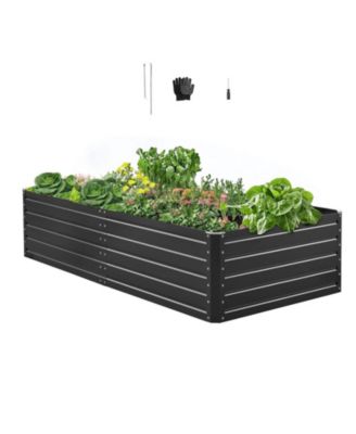 Large Galvalume Raised Garden Bed, 6.7 x 3 x 1.5 ft Metal Planter Box with Rolled Edges