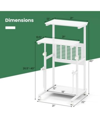 Height Adjustable Mobile Computer Desk, 27-38.5 in
