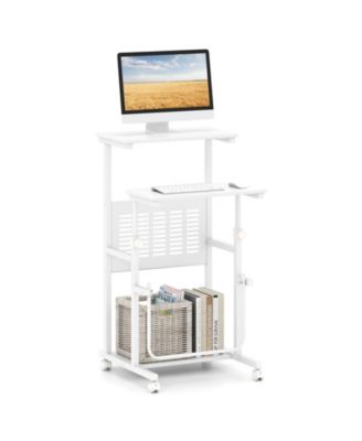Height Adjustable Mobile Computer Desk, 27-38.5 in