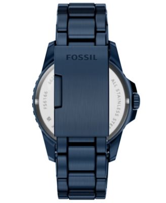 Men's Fossil Blue Dive Three-Hand Navy Stainless Steel Watch 42mm