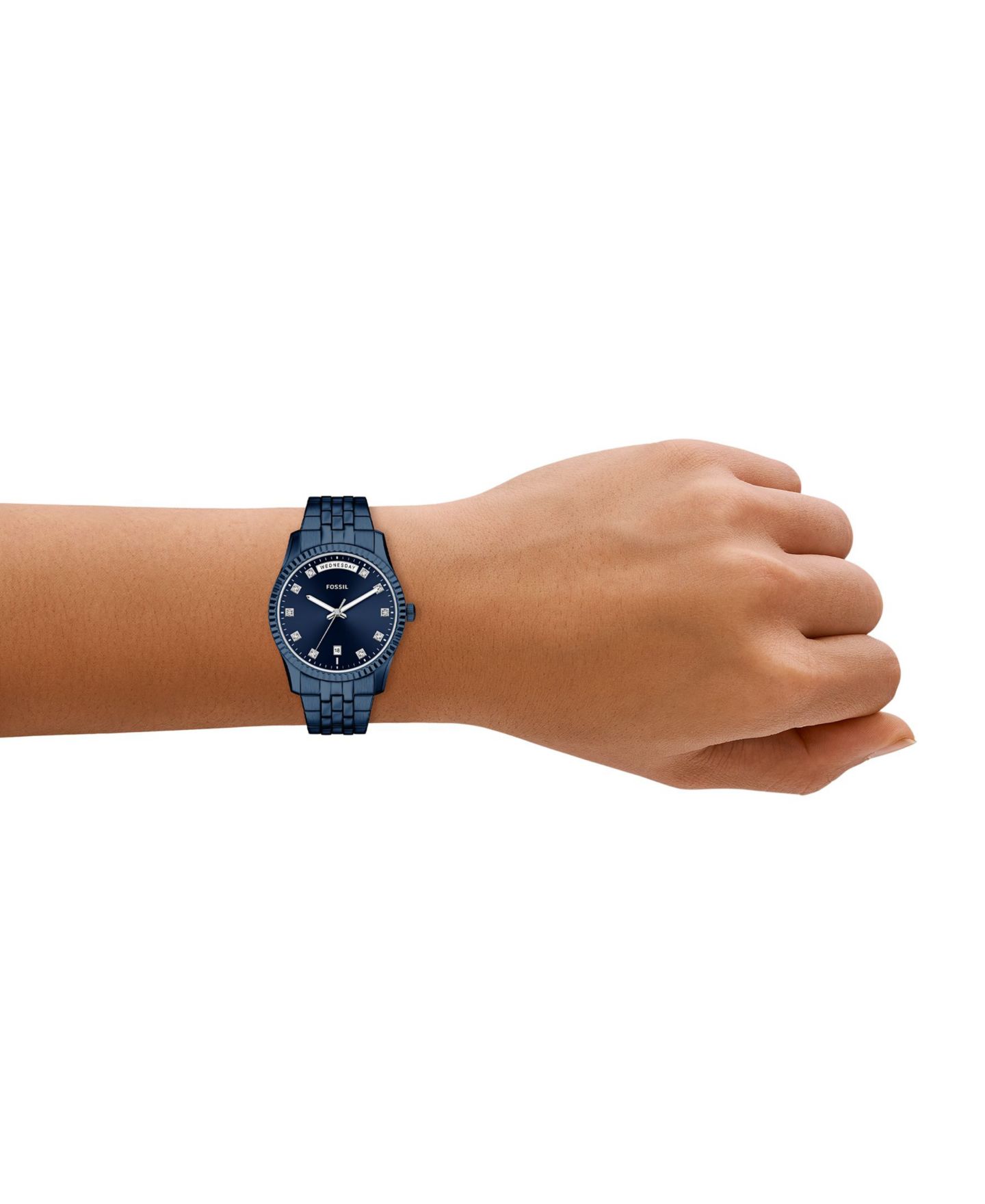 Женские часы Fossil Scarlette Day-Date Navy Stainless Steel 34mm — фото 7