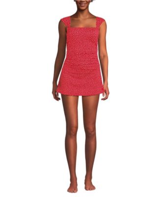 Women's NEW Smoothing Square Neck Ruched Swim Dress Swimsuit