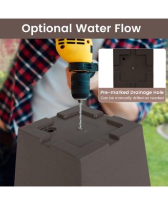 Set of 2 Square Taper Planters with Removable Inner Bucket and Self-Watering System