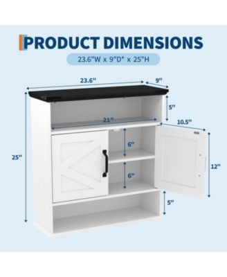 Bathroom Wall Cabinet - Medicine Cabinet with Barn Doors and Adjustable Shelf - Wall Cabinet for Bathroom, Kitchen, Laundry Room, Entryway