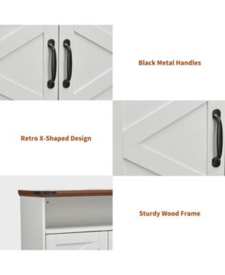 Wall Mounted Bathroom Cabinet with Barn Doors - Medicine Cabinet Over Toilet, Adjustable Shelf and Drawer