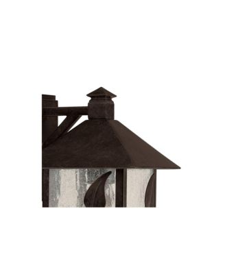 French Garden Rustic Farmhouse Outdoor Wall Light Fixtures Set of 2 Metal 10 1/2" Clear Seedy Glass for Post Exterior