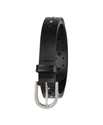 Women's Fully Adjustable Perforated and Studded Leather Jean Belt